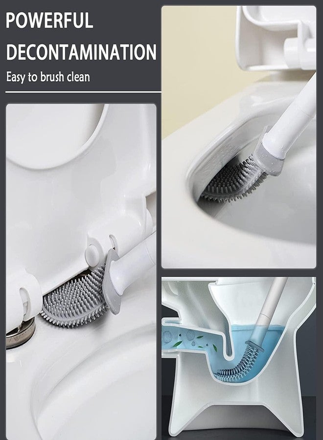 SUPRO Toilet Brush and Holder Set, Silicone Bristle Brush Head, Bathroom Cleaning Set with Storage Holder, Grey (Pack of 2) - Image 3